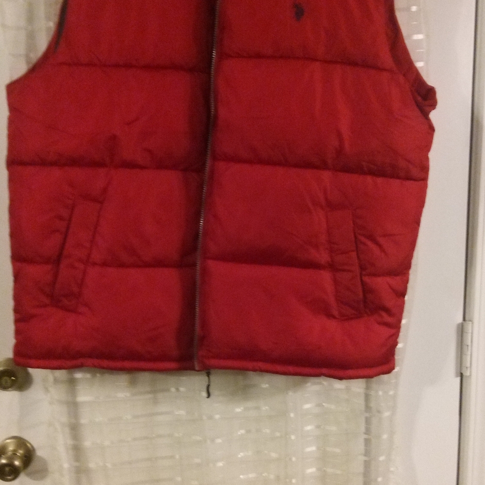 US Polo Assn Men's Puffer Vest Jacket Size XL Red Navy Blue Full Zip